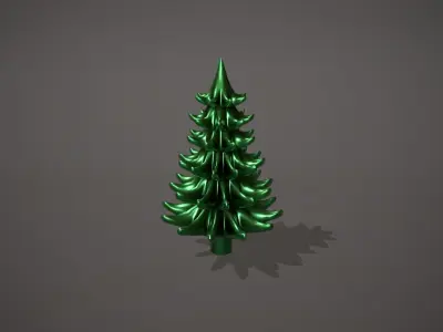 Green Metal Christmas Tree Ornament Low-poly 3D model