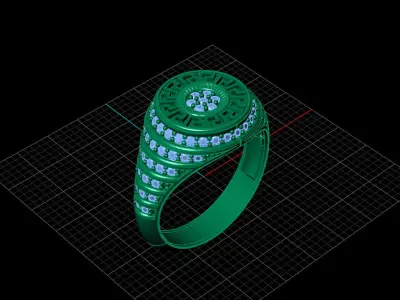 Print Ready STL 3DM  Gents Rings Diamond Men Ring  3D print model 210