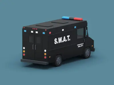 Stylized Cartoon Step Van Police SWAT Low-poly 3D model