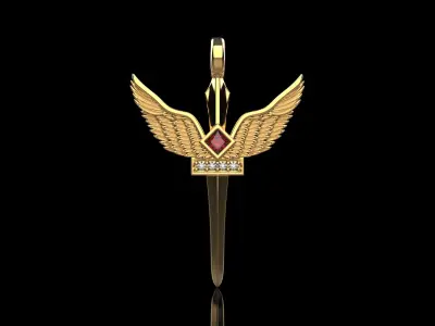 St Michael sword  with angel wings model 673 3D print model