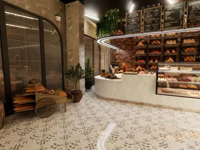 Pattisserie Interior and Outdoor 3D Model 3D model