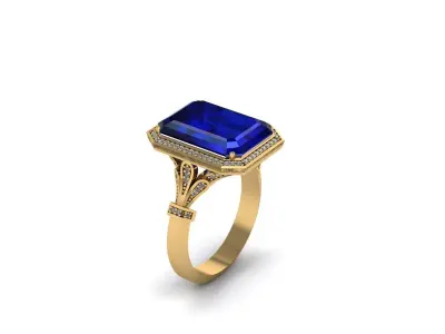 sapphire stone ring 3D print model