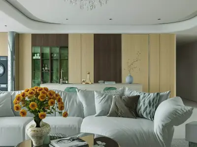 Livingroom and Kitchen 3D model