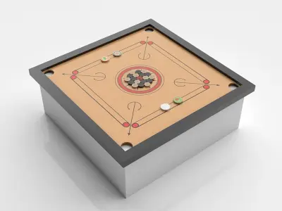 Carrom board in box Low-poly 3D model