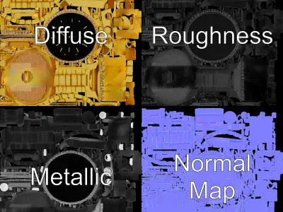 Luxury Gold Watch Model Pack with Detailed Dial and Bezel Low-poly 3D model