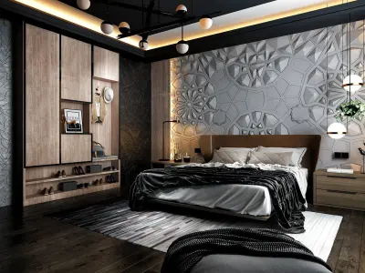 Modern Bedroom interior scene 3D model