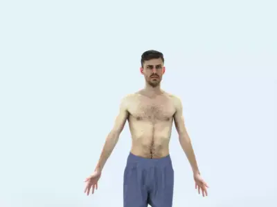 Posture E Beach Animated Rigged Sports Man Low-poly 3D model