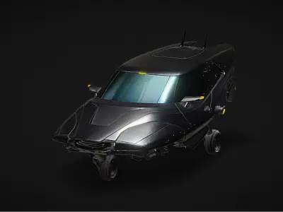  Futuristic Hover Car Sleek Sci-Fi Concept Vehicle Low-poly 3D model