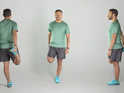 Muscular young man stretching leg in sports outfit 245 Low-poly 3D model