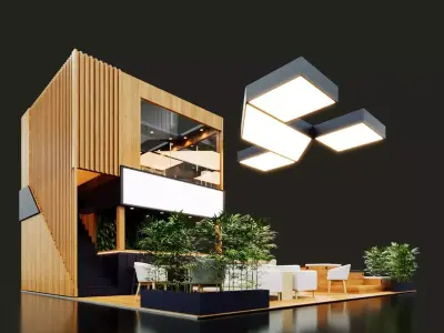 Exhibition Stand - 9m x 9m 3D model 3D model 3D model 3D model