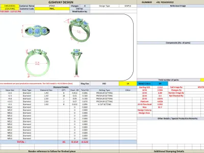 Luxury Diamond Three Stone Cluster Ring CAD Design for Jewellery 3D print model