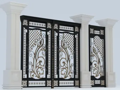 Metal Door for entrance - wrought Iron-luxury Low-poly 3D model