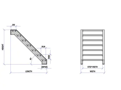 Grid stairs collection - without handrails - 46 versions 3D model