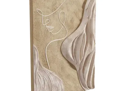 Modern Wall Art Abstract Woman Face Line Sculpture Low-poly 3D model