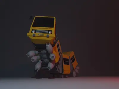 Cartoon bus concept 3D model