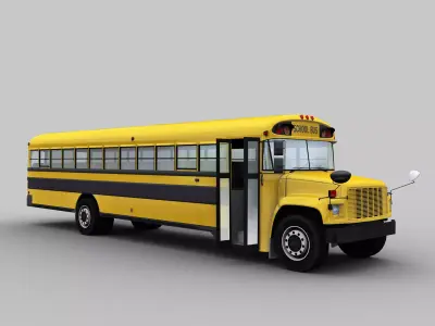 School Bus Low Poly with interior Low-poly 3D model