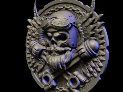 Biker skull vol3 wall home decor 3D print model