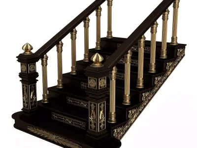 Carved Stair 05 Black Low-poly 3D model
