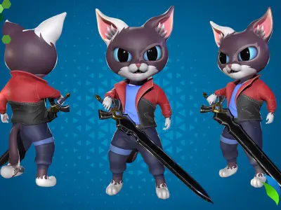Cat Slayer 003 Low-poly 3D model