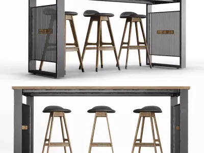 Home n People Bar Table Set 3D model