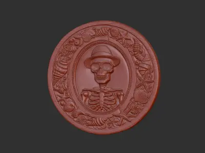 Skeleton Beachcomber 3D Bas-Relief Model for CNC and 3D Printing 3D print model