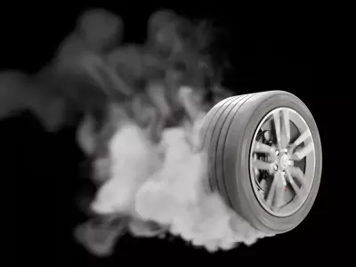 Animated Sequence of Car Tire Burnout Smoke in VDB Format 3D model