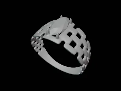 Silver Ring With Weave Pattern 3D model