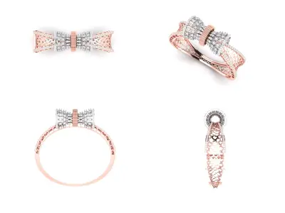 Rose Gold Diamond Woman Bracelet 3D Print Model 3D print model 10