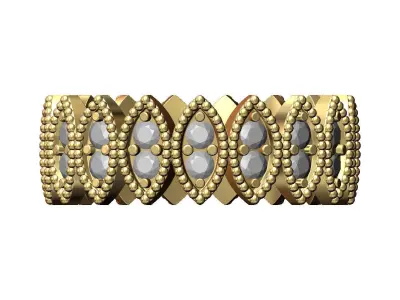 Beaded marquise shaped diamond motif band US size 6 7 8  3D print model