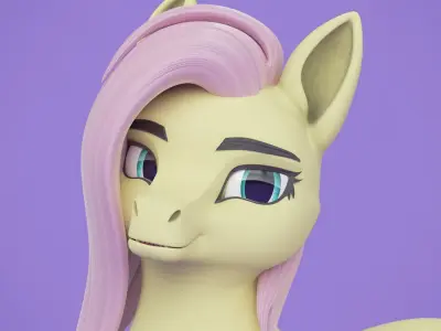 Stylized Fluttershy from My Little Pony G4 Low-poly 3D model
