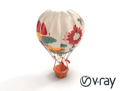 Festive Balloon with Artwork and Basket model pack Low-poly 3D model
