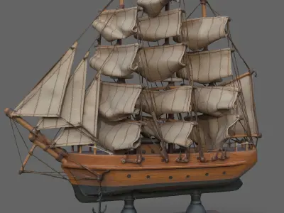 luxury sailing ship 3d model Low-poly 3D model
