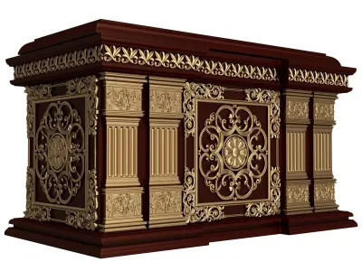 Chest 02 Red Low-poly 3D model