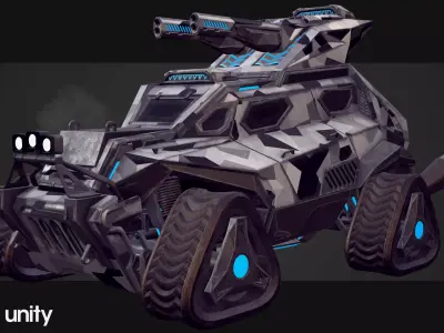 Sci-Fi Armored Military Truck PBR Low-poly 3D model
