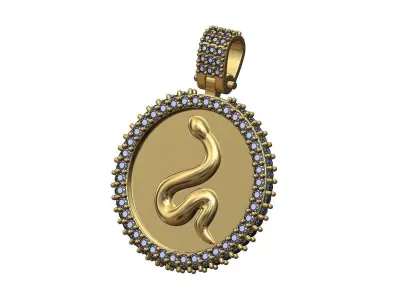 Iced snake diamond pendant with bail 3D print model