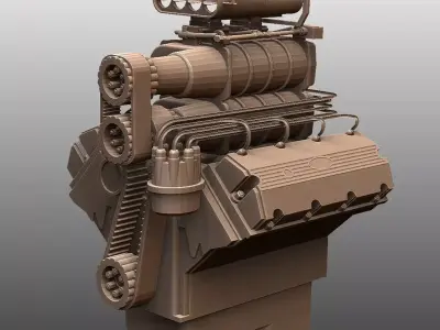 V8 Supercharged Engine High Detail Mechanical Model 3D print model