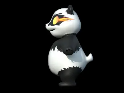 3D panda bear with glowing eyes Low-poly 3D model