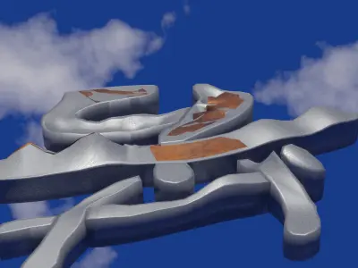 Aluminium Chinese script in damage shape and rust on surface  Low-poly 3D model