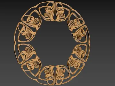 Art Nouveau circle frame 3D print model