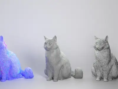 Fluffy cat 15 Low-poly 3D model
