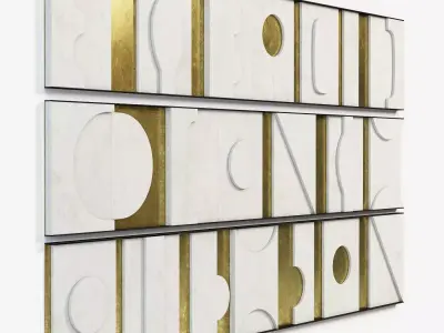 Art Wall Sculpture Panels Modernist Frieze Triptych 3D model