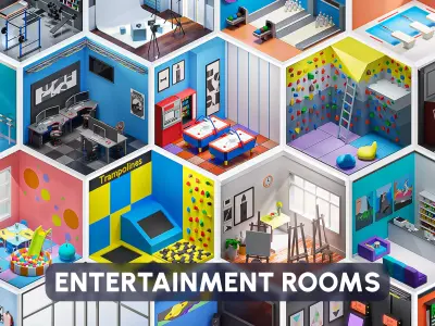 Entertainment Rooms Low-poly 3D model