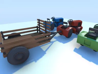 Low Poly Utility Vehicle Pack FBX Low-poly 3D model