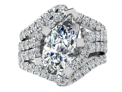 Pear Cut Diamond Ring 3547 3D print model