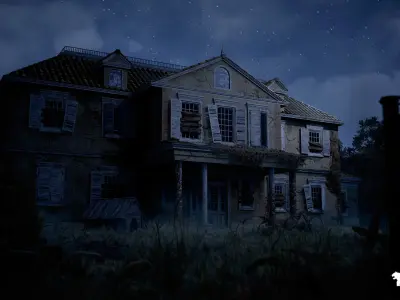 Horror Mansion Environment Low-poly 3D model