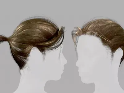 Realtime Hair Ponytail Low-poly 3D model