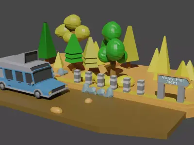 Sandy Envinronment Low-poly 3D model