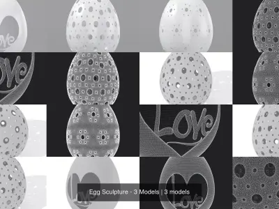 Egg Sculpture - 3 Models 3D Model Collection