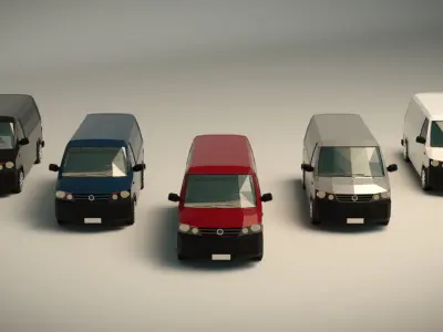 Low Poly Transporter Van 04 Low-poly 3D model