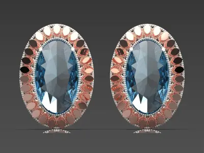 gemstone gold earring ge0004 3D print model